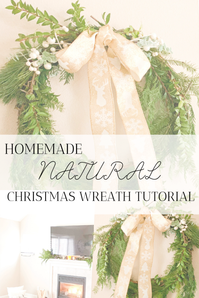 homemade natural christmas wreath tutorial farmhouse christmas wreath DIY christmas wreath Christmas DIY ideas simple farmhouse christmas wreath