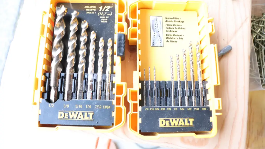 DeWalt drill bit set for custom DIY garage shelf