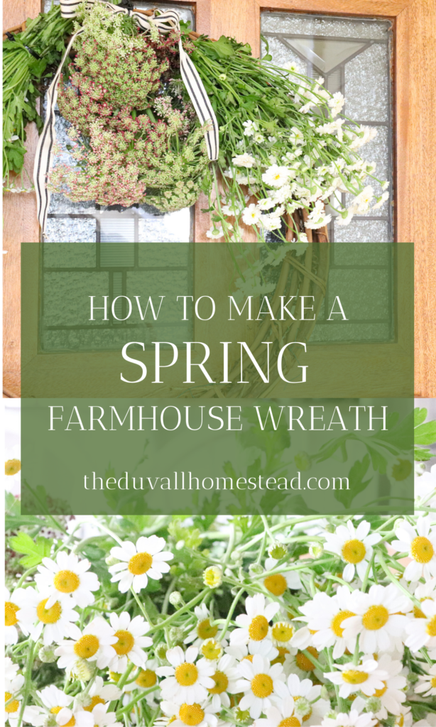 How to make a simple spring farmhouse wreath with fresh flowers. I love spring! Bringing in new flowers give your home a fresh scent and also just brings new life into the room. This wreath could go on your tabletop decor or the front door during spring time. Grab your favorite flowers, a wreath frame, and cable ties to make this simple spring wreath. 

#spring #farmhouse #flowers #wreath #howtomakeawreath #homemade #diy #diywreath #homemadewreath #fresh #beautiful #simple #cheap #easy #homestead