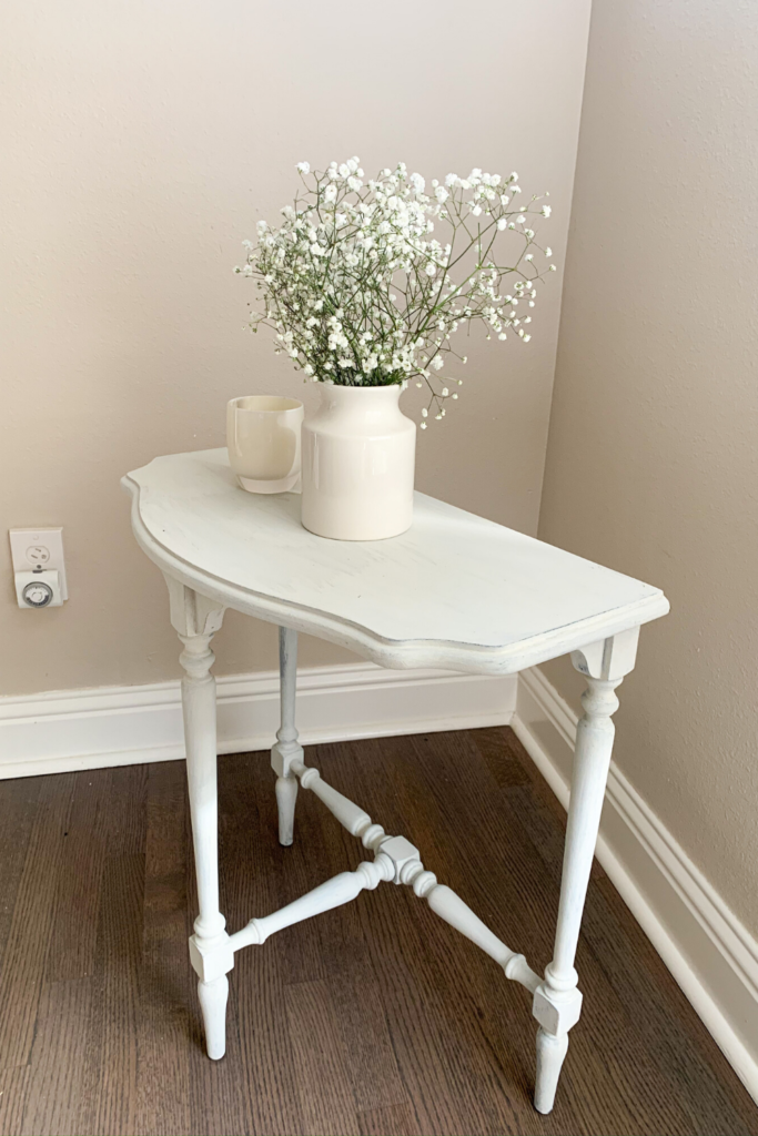 DIY white antique refinished side table