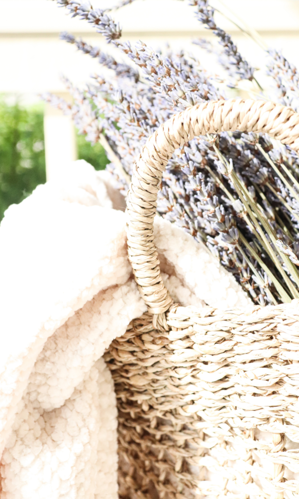 Beautiful Lavender in a basket at the farmhouse