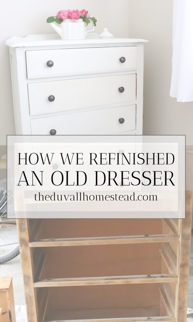 How to refinish a dresser. We needed a classic looking dresser for our farmhouse bedroom, so we found an old one and refinished it. It was so easy and took a couple of hours. 

#refinish #dresser #farmhouse #howtorefinish #paintcolors #farmhousepaint #milkpaint #easy #simple #diy #refurbish #antique #old #furniture #wood #homemade #howto #bedroom #classic 