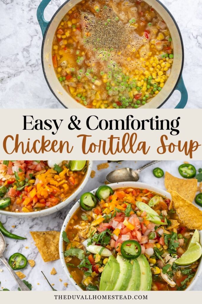 Warm up with this healthy chicken tortilla soup made with rich bone broth, tender shredded chicken, fresh veggies, and all your favorite taco-inspired toppings. It’s the perfect mix of cozy comfort food and light, nourishing dinner — full of protein, flavor, and southwest spices. This easy soup recipe is great for meal prep, healthy weeknight dinners, fall soup nights, or a lighter twist on taco Tuesday. Top with avocado, tortilla chips, lime, and cilantro for the best healthy family-friendly soup.