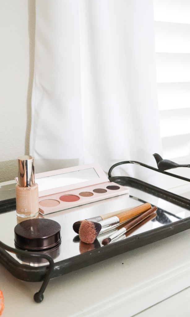 natural makeup ontop of a dresser