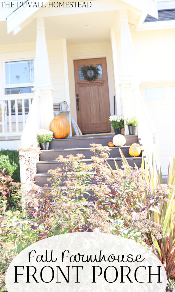 Cozy knit patterns, apple cider, red leaves, pumpkins, and a cool breeze at night means fall is here!

Learn 6 ways to create a warm cozy fall farmhouse front porch this year.  I always keep things super simple, with farm fresh pumpkins and a little DIY grain sack pillow.

#farmhouse #frontporch #falldecor #farmhousefall #frontporchideas #farmhousehomedecor #porch #fallporch #fall 