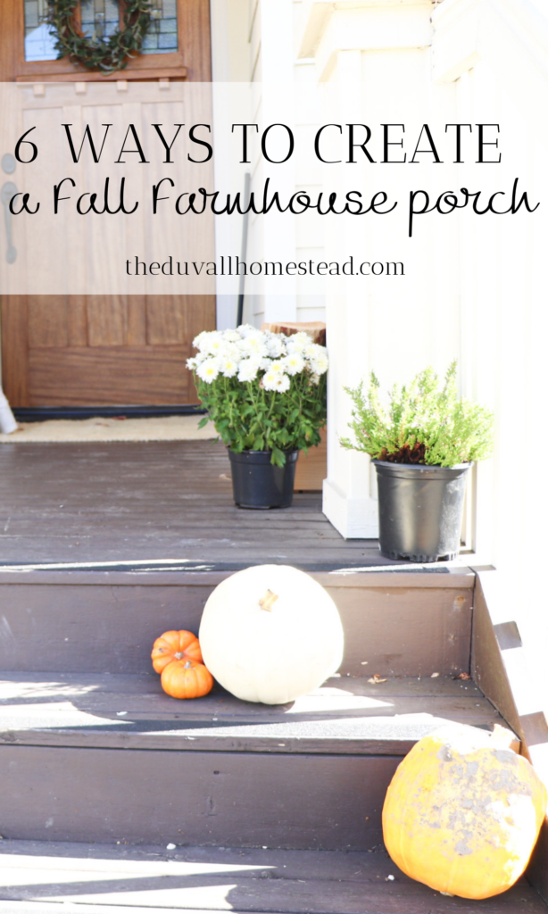Cozy knit patterns, apple cider, red leaves, pumpkins, and a cool breeze at night means fall is here!

Learn 6 ways to create a warm cozy fall farmhouse front porch this year.  I always keep things super simple, with farm fresh pumpkins and a little DIY grain sack pillow.

#farmhouse #frontporch #falldecor #farmhousefall #frontporchideas #farmhousehomedecor #porch #fallporch #fall 