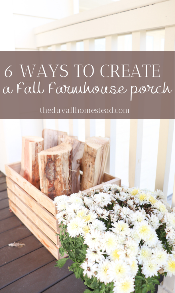 Cozy knit patterns, apple cider, red leaves, pumpkins, and a cool breeze at night means fall is here!

Learn 6 ways to create a warm cozy fall farmhouse front porch this year.  I always keep things super simple, with farm fresh pumpkins and a little DIY grain sack pillow.

#farmhouse #frontporch #falldecor #farmhousefall #frontporchideas #farmhousehomedecor #porch #fallporch #fall 