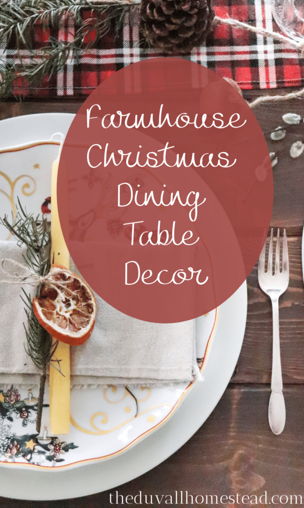 Get inspired to create a rustic farmhouse Christmas dining table setting with your own two hands to enjoy all season long. If there is any time of year to go all-out on the dining table decor, Christmas is the perfect fit. With a few handmade items and a teeny tiny surprise for your guests, you might just create a magical dinner that will be remembered well into the new year. 

#christmas #diningtable #tablesetting #table #farmhousetable #tablescape #diy #homemade #handmade #christmasdecor #farmhousedecor #farmhousechristmas #rustic 