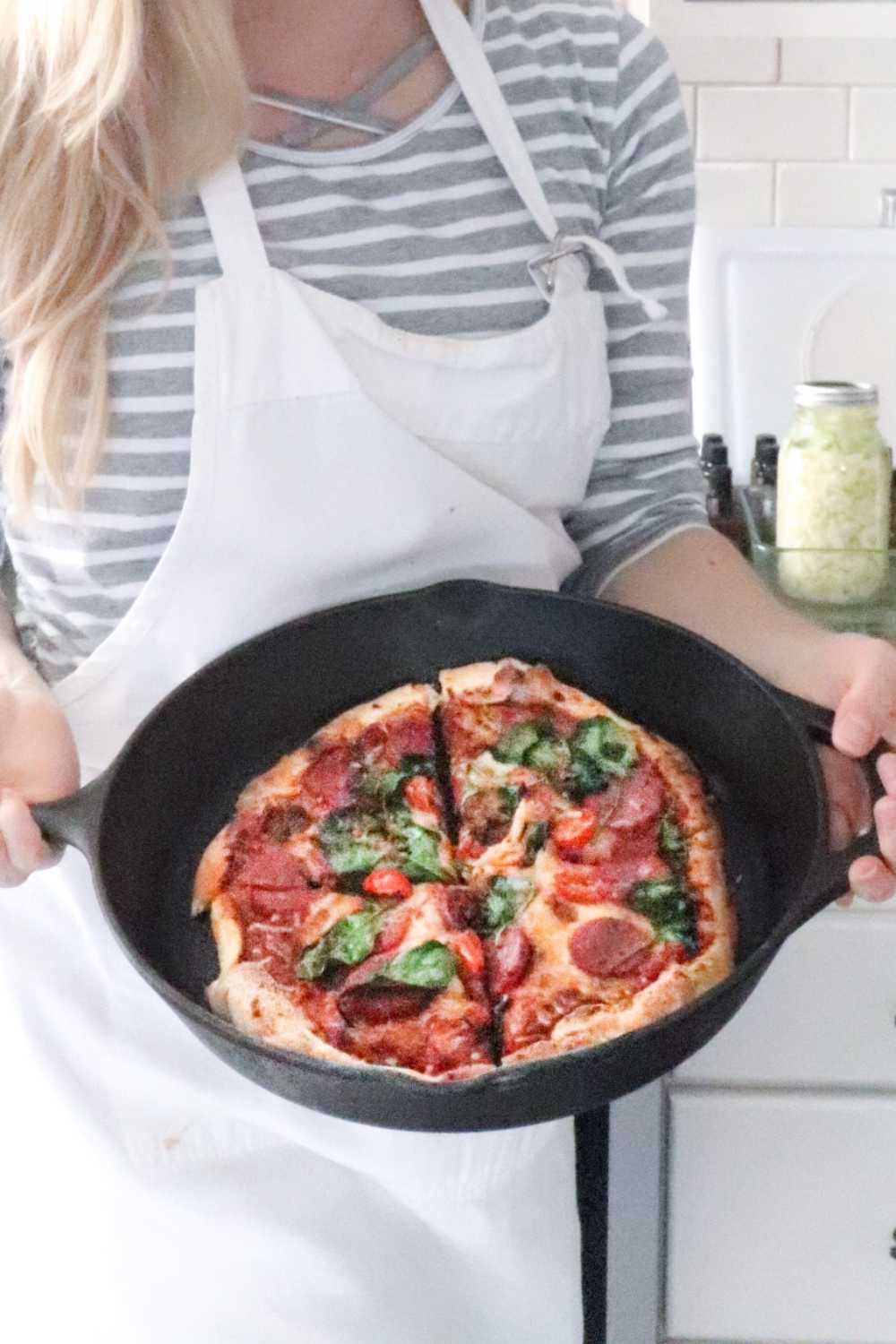 Cast Iron Whole Wheat & Herb Sourdough Pizza Crust Recipe