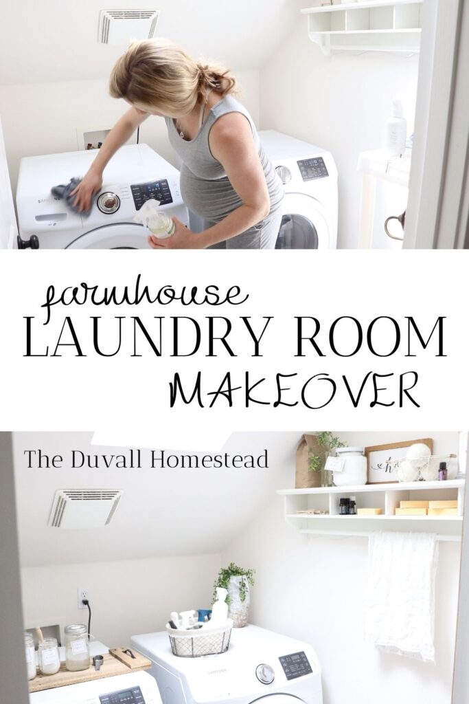 Join me for a farmhouse laundry room makeover where I transform a small space into an organized, beautiful one. Plus, get these free printable laundry labels!

#laundryroommakeover #makeover #farmhouse #homedecor #farmhousedecor #farmhouselaundryroom #laundry #labels