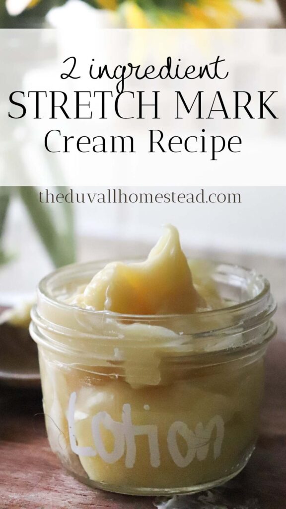 This easy DIY stretch mark cream is hydrating and only uses two ingredients. Lather on once a day all throughout pregnancy for soft and glowing pregnant skin! 

#pregnancy #stretchmarkcream #lotion #diy #recipe #homemade #homemadelotion #howotmakelotion #diystretchmarkcream #stretchmarklotionrecipe #bodylotion #facelotion #natural #sheabutter