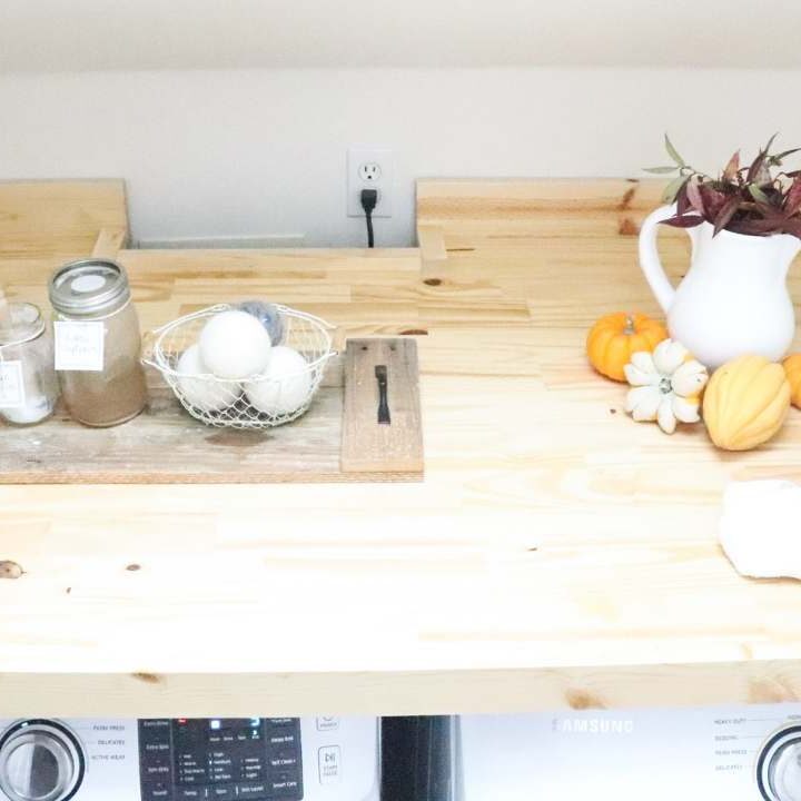 diy removable laundry countertop shelf over washer and dryer