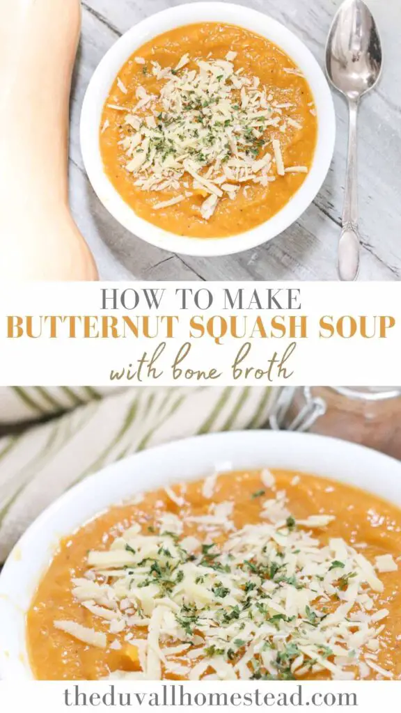 Use your bone broth to create a creamy, savory fall soup made with butternut squash. This butternut squash soup recipe uses farm fresh ingredients and warms you on a cold fall day.

#butternutsquash #soup #squashsoup #butternut #fallrecipes #bonebroth #healthy #mealideas #dinnerideas