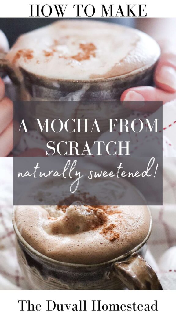 Learn how to make a homemade mocha that is naturally sweetened and topped with homemade whipped cream for your family this season. 

#homemade #mocha #coffee #naturallysweetened #homemademochasyrup #homemadewhippedcream #healthy #delicious #christmasrecipes