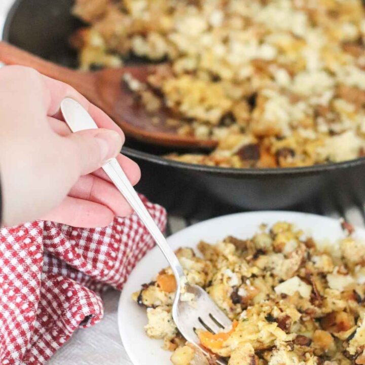 cracker barrel inspired skillet breakfast healthy make ahead meal prep winter breakfast recipe cast iron