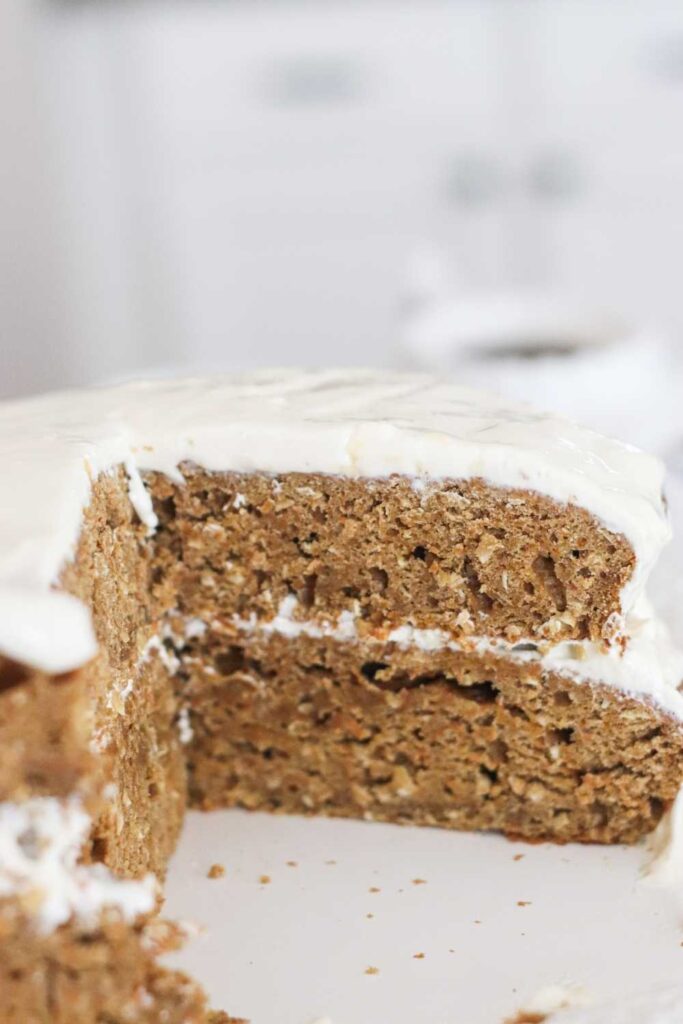 Einkorn carrot cake with cream cheese frosting is a delicious dessert or brunch side dish. Sweetened with coconut sugar and maple syrup, and made with einkorn flour, this is one cake you don't have to feel guilty about eating. 

#einkorncarrotcake #carrotcake #einkorn #einkornrecipes #desserts #healthydesserts #einkorndesserts