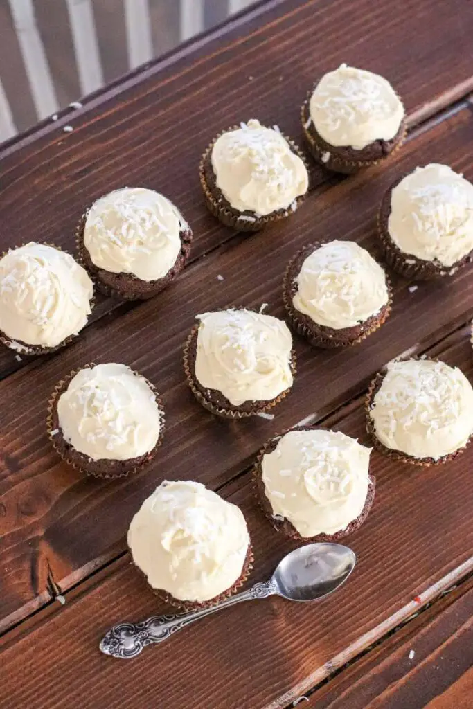 sourdough discard chocolate cupcakes with frosting