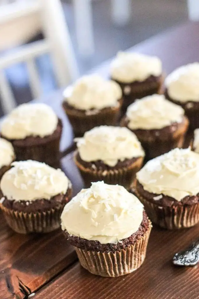 chocolate cupcakes with buttercream frosting and sourdough starter