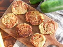 healthy crispy zucchini fritters made with sourdough bread crumbs