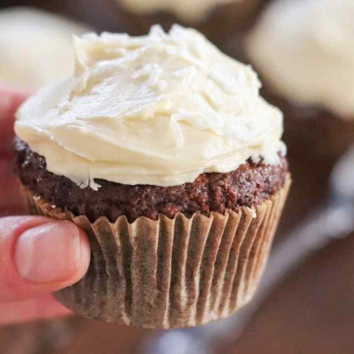 sourdough chocolate cupcakes with buttercream frosting