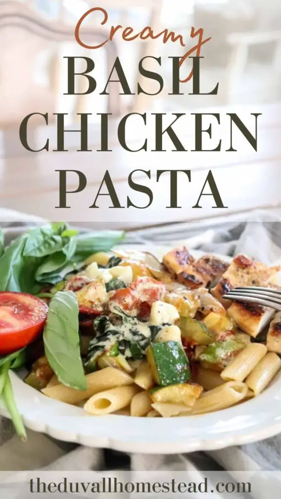 Learn to make a creamy basil chicken pasta with this simple recipe, made in under 30 minutes for a delicious and healthy lunch or dinner. #creamybasilchickenpasta #creamychickenpasta #basil #chickenpasta 