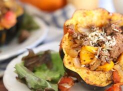roasted acorn squash stuffed with ground bison