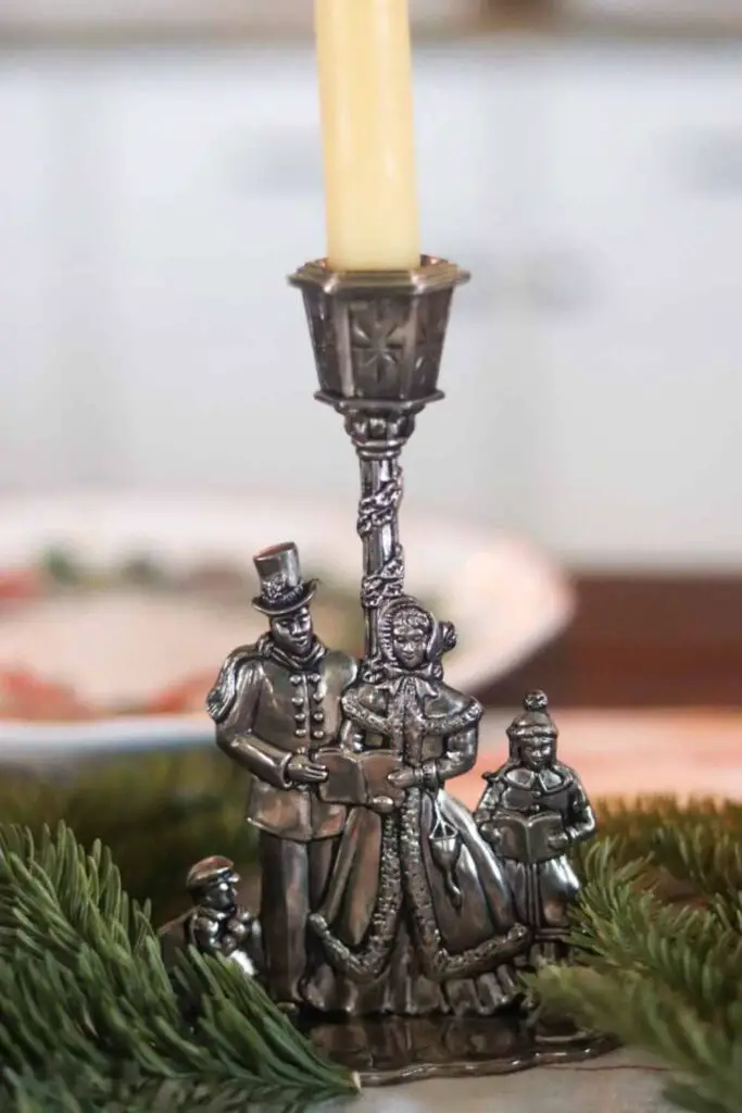 vintage candlestick with carolers