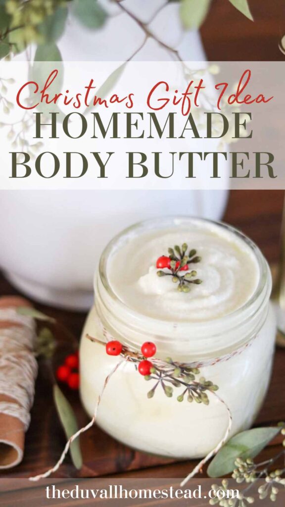 This DIY Christmas body butter with juniper berry is creamy, moisturizing, and easy to apply. Just whip up a few ingredients and you have a special homemade gift, or just a nice face and body lotion for yourself!