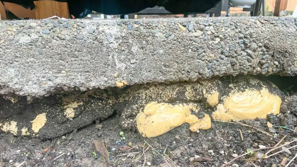 hardened Secure Set foam under concrete slab