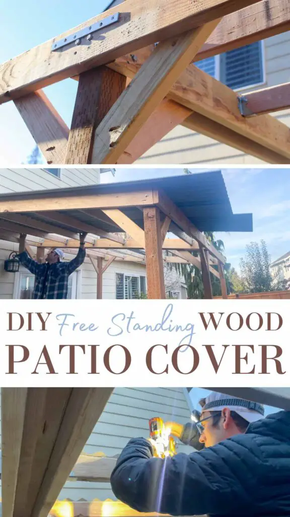 In this tutorial I’ll show you how we built our DIY free standing wood patio cover. We needed this cover to be free standing and not attached to the house, but we still needed it close enough to keep us dry every time we opened our back door.