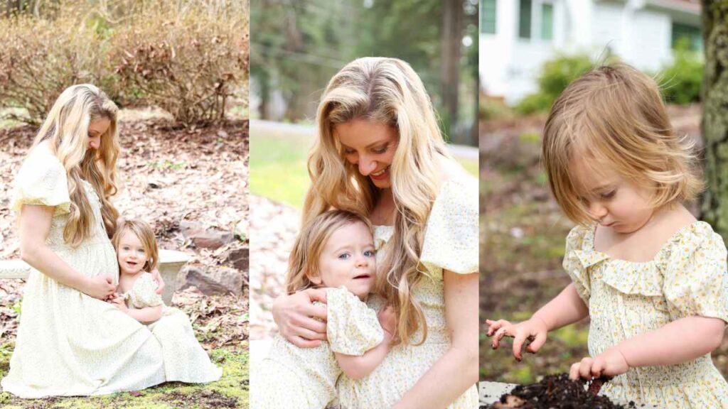 maternity photoshoot with mom and toddler girl