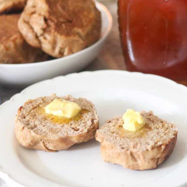 whole wheat sourdough english muffins with honey butter