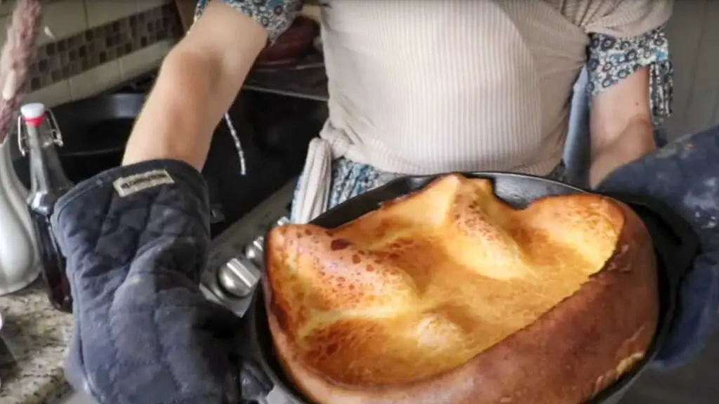 huge puff pancake straight out of the oven