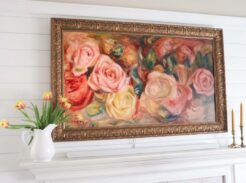 a frame tv with floral print