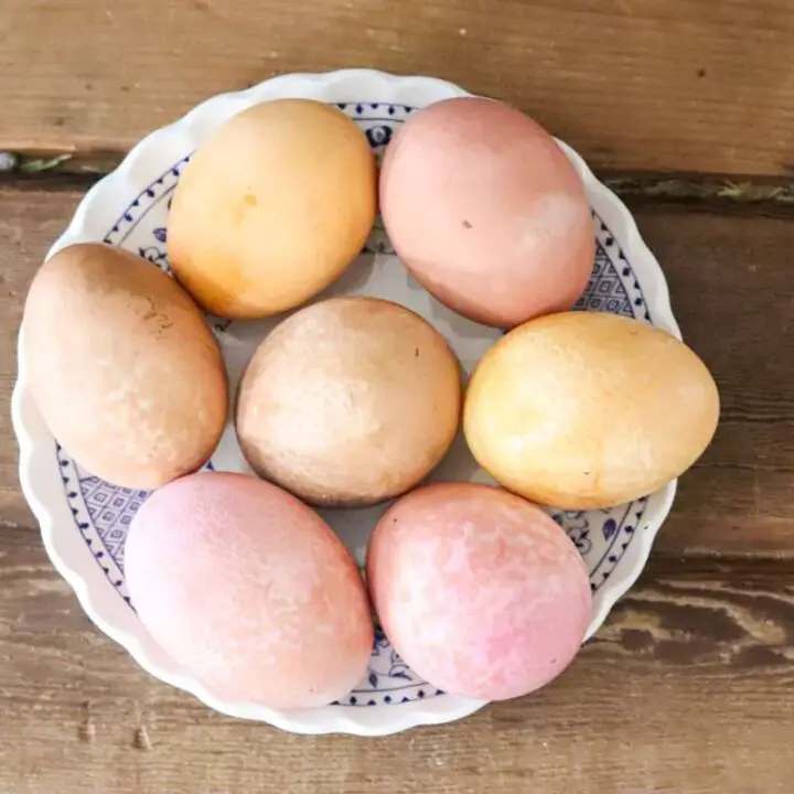 natural dye easter eggs on a plate