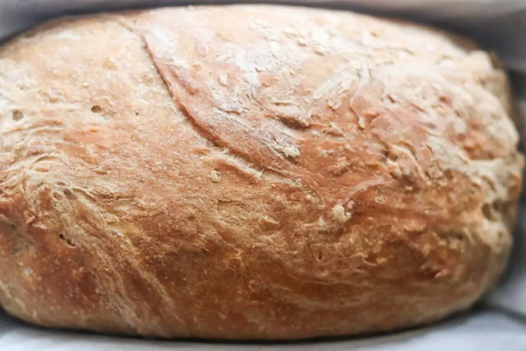 A closeup of sourdough rye sandwich bread. 