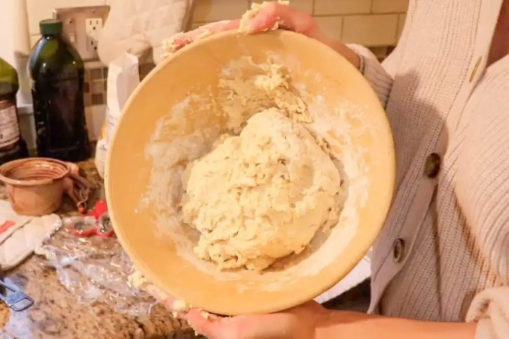 Sourdough einkorn bread dough resting in a bowl