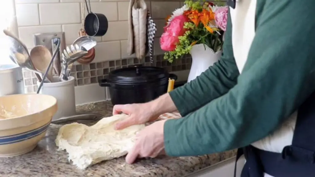 Shaping a loaf of einkorn sourdough sandwich bread. 