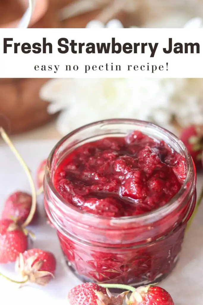 This strawberry jam recipe is thick, juicy, and has no pectin. Naturally sweetened with honey and lemon, enjoy strawberry jam all summer long with this easy freezer jam recipe.