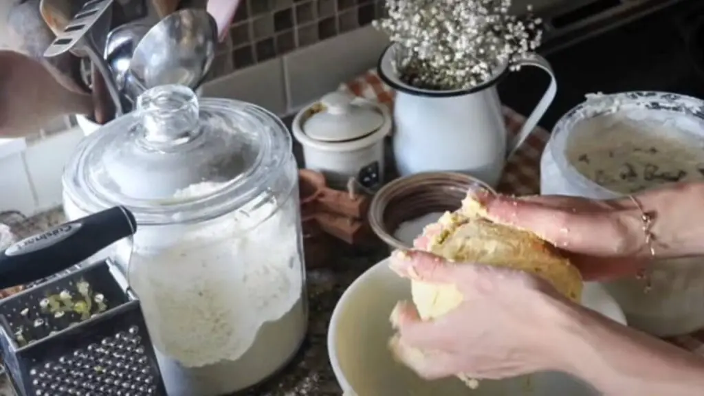 Making the einkorn sourdough pop tart dough.