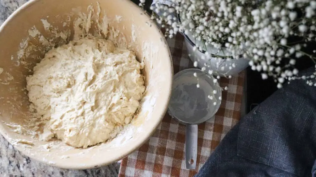 A bowl of sourdough crepe batter.