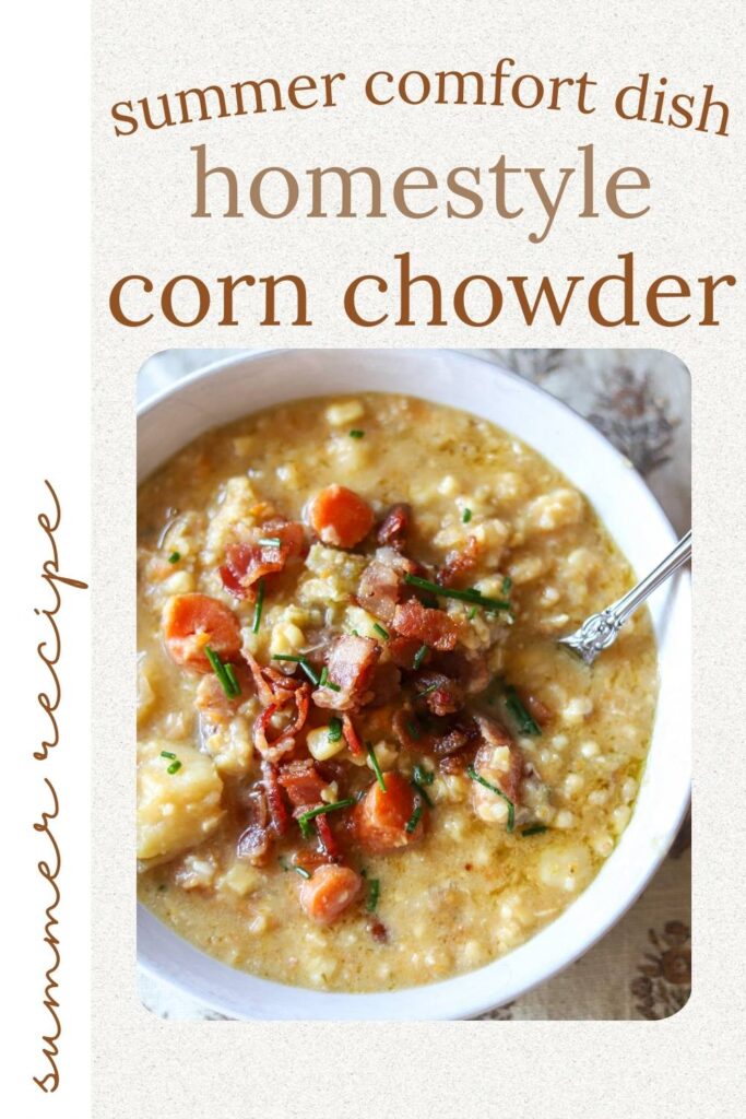 This creamy homestyle corn chowder is made with from-scratch ingredients, nourishing bone broth, and sweet frozen corn for a delicious summer comfort food recipe. With flavors of bacon, veggies, and cheese, this summer corn chowder will become a favorite in no time