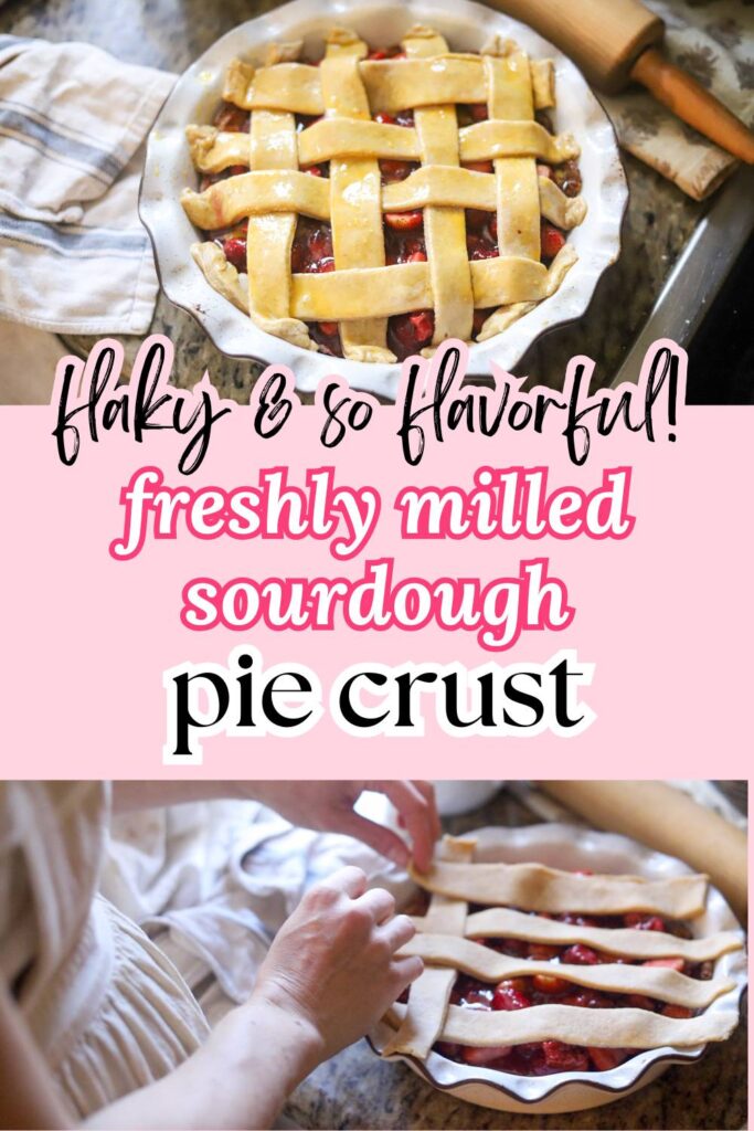 Sourdough pie crust with freshly milled whole grain is flaky, flavorful, and naturally fermented for better digestion. This is our new favorite whole grain sourdough pie crust for the many sweet and savory pies to come this season.