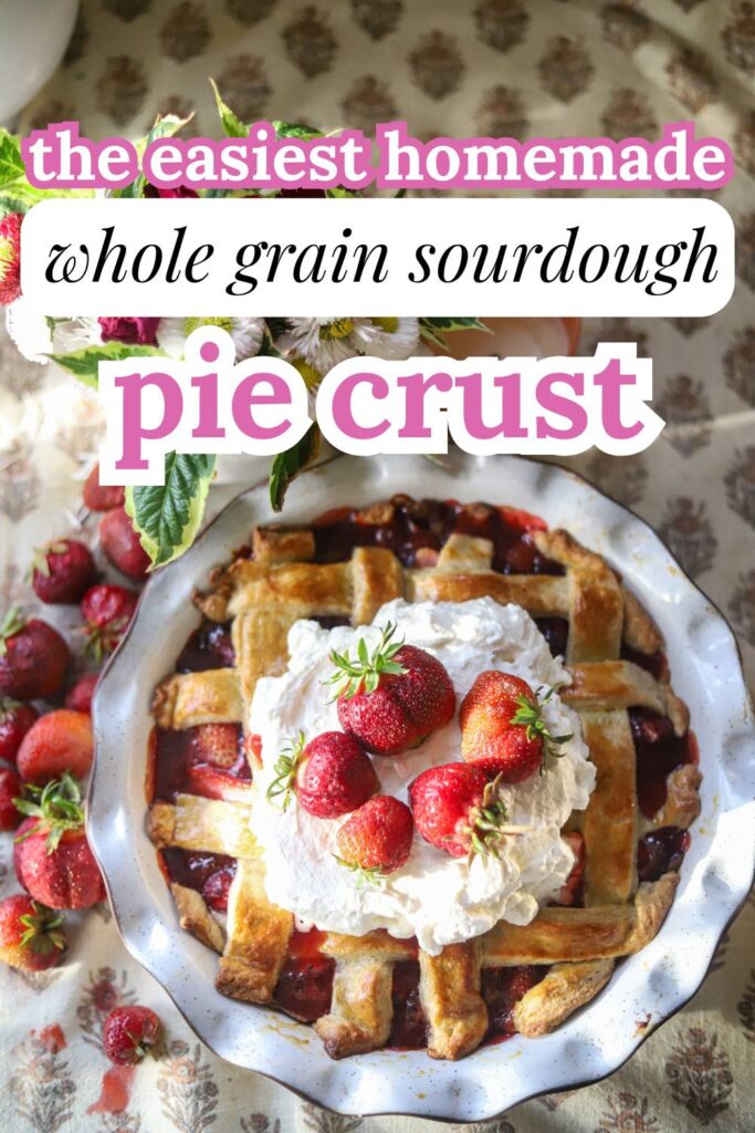 Sourdough pie crust with freshly milled whole grain is flaky, flavorful, and naturally fermented for better digestion. This is our new favorite whole grain sourdough pie crust for the many sweet and savory pies to come this season.