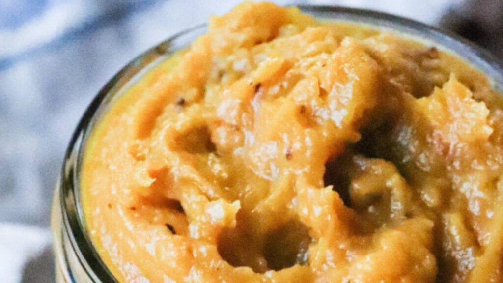 jar of homemade pumpkin puree