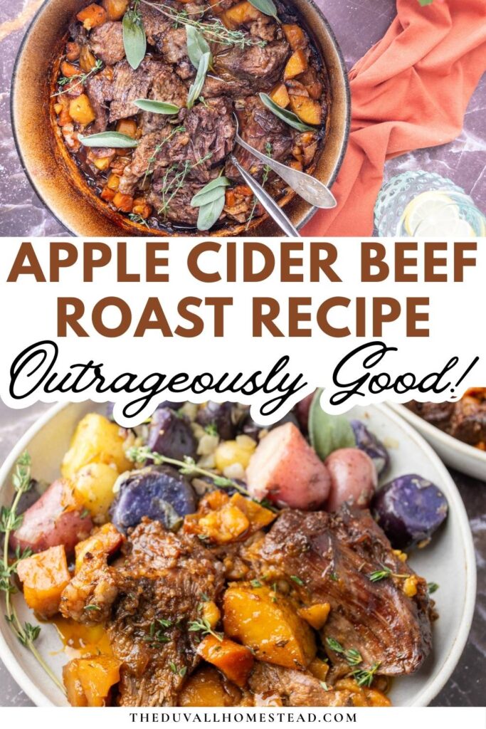 This apple cider pot roast is a fall harvest dinner idea that tastes like childhood Sundays at home. Tender chuck roast with apple cider and herbs becomes melt-in-your-mouth soft, surrounded by sweet carrots and rustic potatoes. It’s the ultimate apple cider beef roast for anyone craving cozy apple cider roast flavors and hearty farmhouse dinners. Whether you’re cooking for guests or stocking up on fall dinner ideas using apple cider, this homestead-style meal is a keeper.
