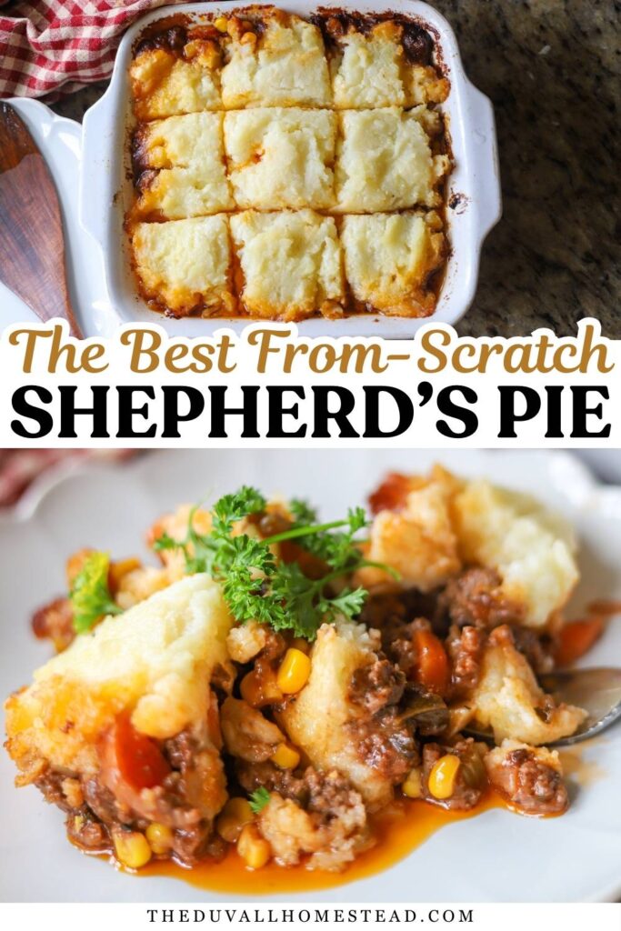 Looking for an easy shepherd’s pie with ground beef? This homemade casserole is rich, filling, and made with simple pantry ingredients. Topped with fluffy mashed russet potatoes and baked until golden, it’s a budget-friendly comfort food dinner.