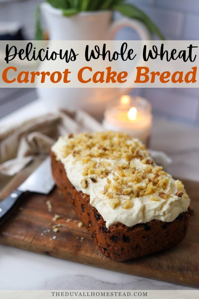 Looking for an easy carrot cake loaf recipe? This homemade carrot cake bread is soft, moist, and full of warm spices, raisins, and walnuts. Made with whole grain flour and simple ingredients, it’s the perfect carrot cake quick bread for spring baking.