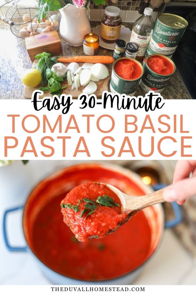 Need a quick dinner idea? This rustic tomato basil pasta sauce is rich, fresh, and ready fast. Made with canned tomatoes, basil, and pantry staples, it’s the perfect 30-minute pasta sauce for busy weeknights. Use it over noodles, lasagna, or as a homemade dipping sauce. If you love easy tomato sauce recipes and cozy homemade meals, save this one for later.