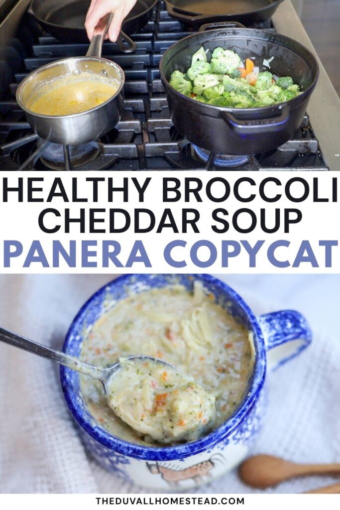 This healthy broccoli cheddar soup tastes just like the classic Panera broccoli cheddar soup—but made with wholesome ingredients right at home! Made with bone broth, fresh broccoli, cheddar cheese, and yogurt for creaminess, this homemade broccoli cheese soup is cozy, comforting, and perfect for chilly nights. If you’re looking for an easy comfort food recipe or healthy soup recipe the whole family will love, save this one for later!